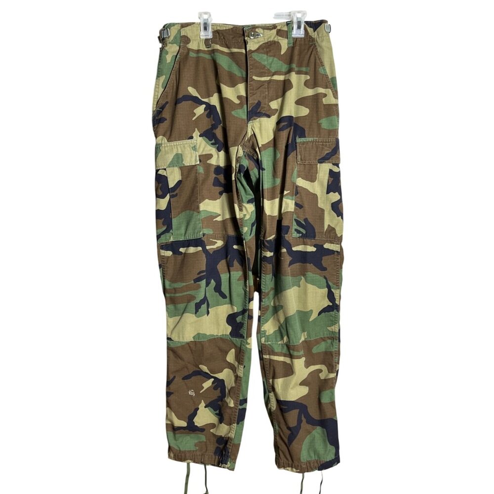 US Army Hot Weather Trousers Woodland Camo BDU Vtg Military Surplus Mens S-Reg